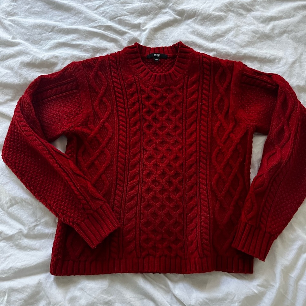 Uniqlo Red Cable Knit Sweater